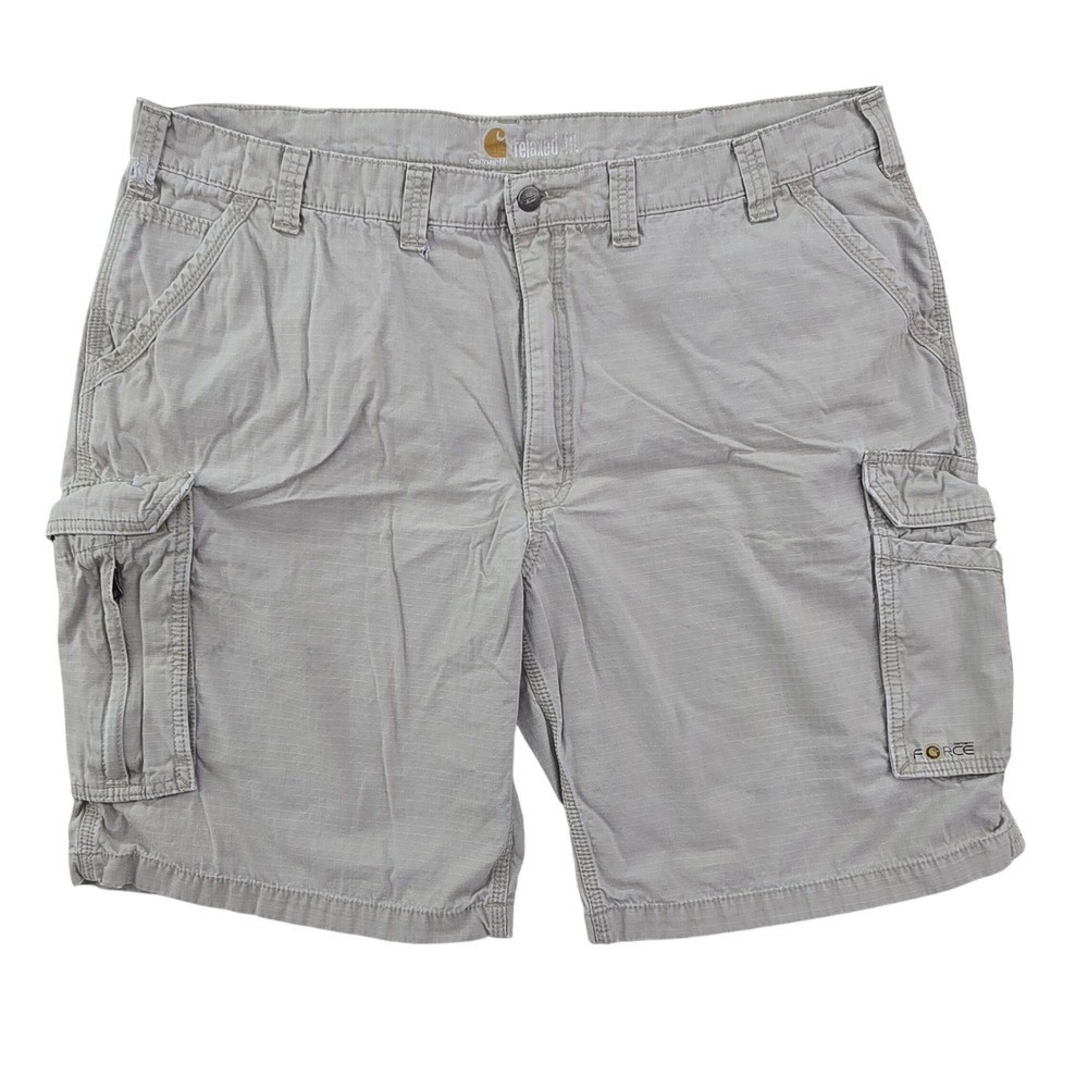 Carhartt Force Relaxed Fit Cargo Shorts Mens 44 Tan Ripstop Cotton Work Utility